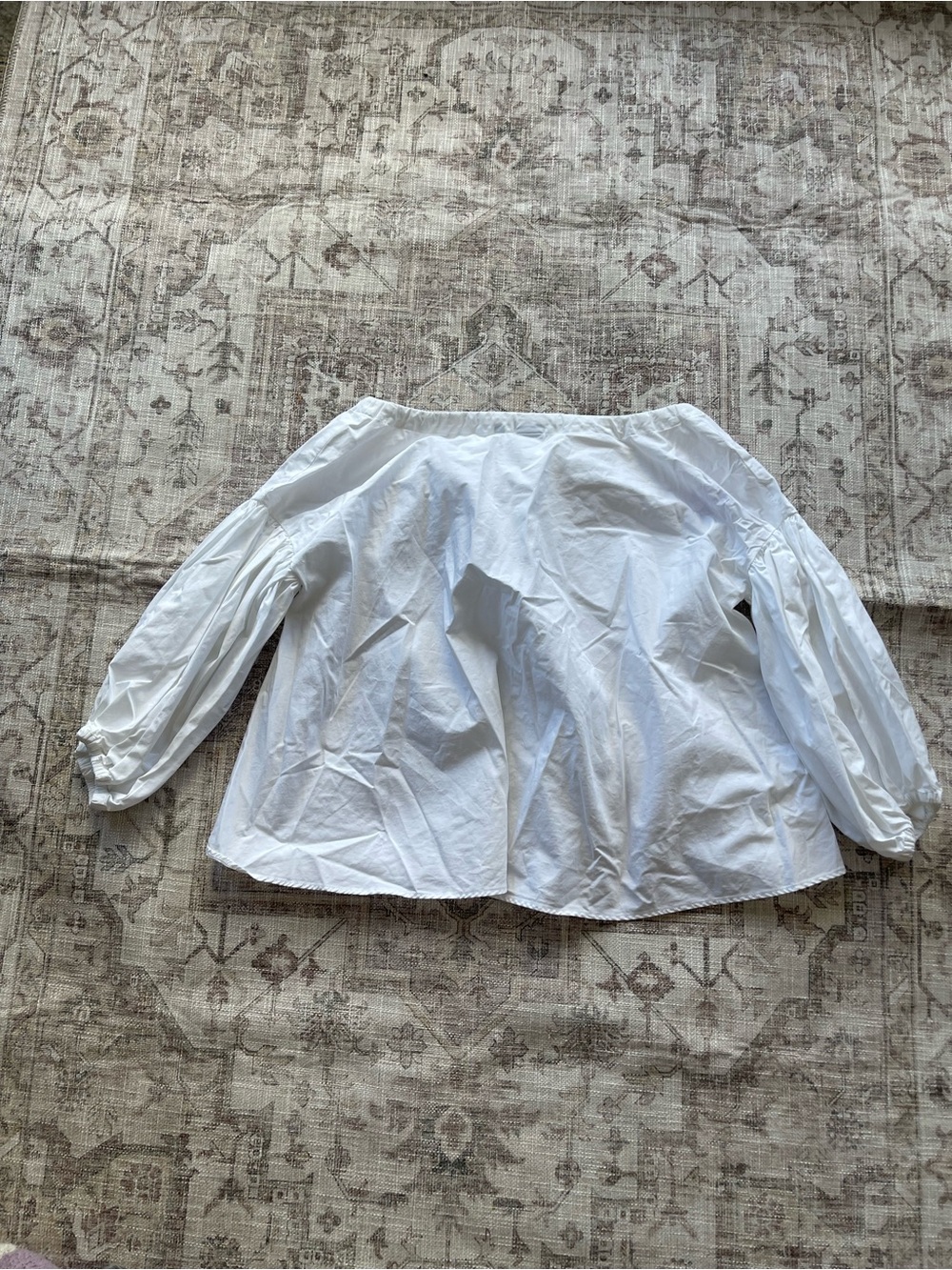 Aspesi White Off-Shoulder Balloon-Sleeve Romantic Cottagecore Tie Blouse - Picture 7 of 9